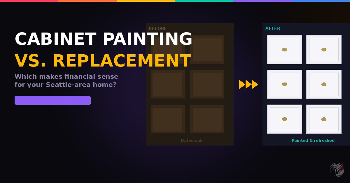 Kitchen cabinet painting vs replacement comparison by Paint Gunners in Seattle and Bellevue